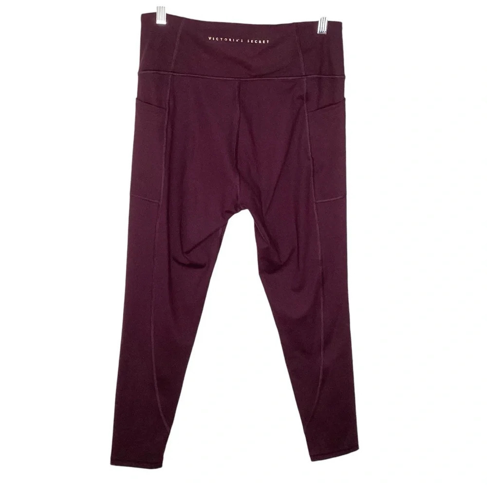 Victoria's Secret Leggings Sz 12 Red Burgundy High‎ Rise Ankle Length EUC